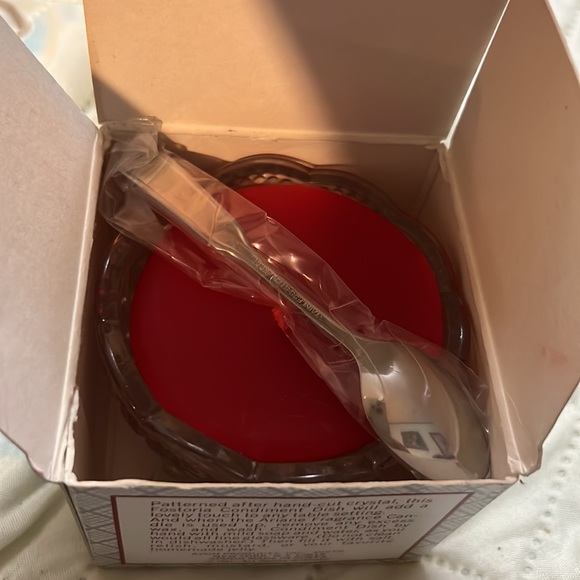 Avon Fostoria Condiment with Dish Spoon Ariane Candle 1981 Hand Cut Crystal Dish - Picture 6 of 12